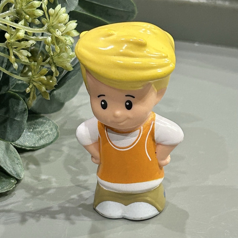 Fisher Price Little People Lil Movers Eddie Blonde Boy Orange Shirt Figure 2012